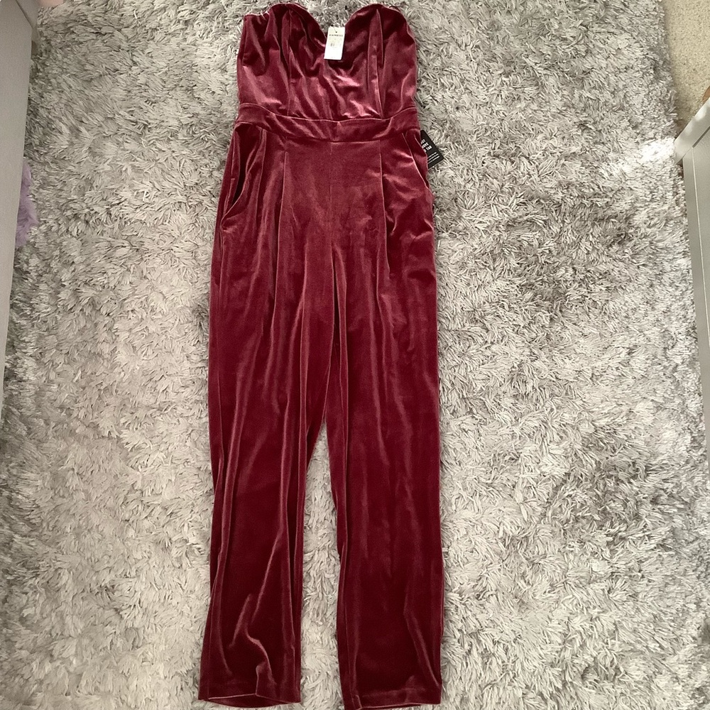 Express Mauve Velvet Jumpsuit